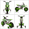 Yeah Depot - Aosom 12V Kids Motorcycle Dirt Bike Electric Battery-Powered Ride-On Toy Off-road Street Bike with Charging Battery, Training Wheels Green