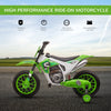 Yeah Depot - Aosom 12V Kids Motorcycle Dirt Bike Electric Battery-Powered Ride-On Toy Off-road Street Bike with Charging Battery, Training Wheels Green
