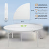Yeah Depot - Round Plastic Folding Table with Carrying Handle, 66'' Heavy Duty Foldable Round Table Indoor Outdoor, 5 Legs Portable Dining Round Table for Parties, Banquets and Events, White