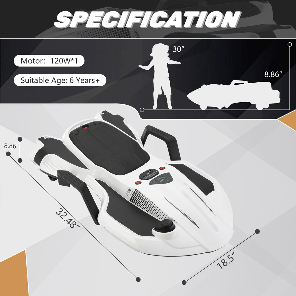 Yeah Depot - Electric Kids Racing Car with Music and Lights, White