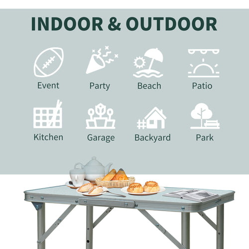 Yeah Depot - Outsunny 23'' Folding Camping Table with Height Adjustability, Lightweight Portable Table with Carry Handle, Outdoor Folding Table Camping Accessories