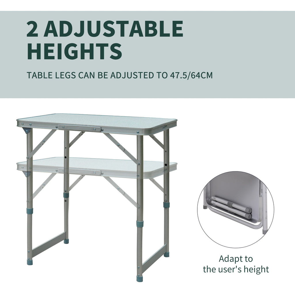 Yeah Depot - Outsunny 23'' Folding Camping Table with Height Adjustability, Lightweight Portable Table with Carry Handle, Outdoor Folding Table Camping Accessories