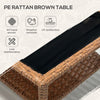Yeah Depot - Outsunny Rattan Side Table, Outdoor End Table with Storage Shelf, Aluminum Frame Square, Coffee Table with Tempered Glass Top, Sand