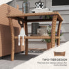 Yeah Depot - Outsunny Rattan Side Table, Outdoor End Table with Storage Shelf, Aluminum Frame Square, Coffee Table with Tempered Glass Top, Sand