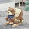 Yeah Depot - Qaba Baby Rocking Horse with Lullaby, Riding Horse, Bear Themed Plush Animal Rocker with Pedals for Ages 18-36 Months