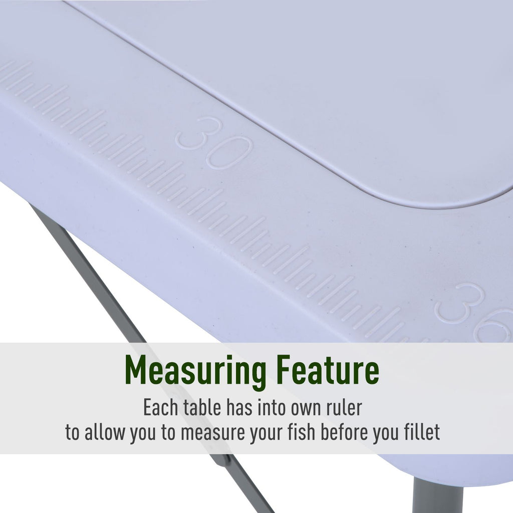 Yeah Depot - Outsunny Folding Camping Table with Faucet and Dual Water Basins, Outdoor Fish Table Sink Station, for Picnic, Fishing, 40''