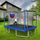 Yeah Depot - New YC 8ft by 12ft rectangular trampoline with basketball board,ball inflater and ladder-Blue ASTM standard tested and CPC certified