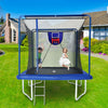 Yeah Depot - New YC 8ft by 12ft rectangular trampoline with basketball board,ball inflater and ladder-Blue ASTM standard tested and CPC certified