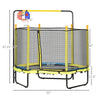 Yeah Depot - Qaba 4.6' Kids Trampoline with Basketball Hoop, Horizontal Bar, 55'' Indoor Trampoline with Net, Small Springfree Trampoline Gifts for Kids Toys, Ages 3-10, Yellow