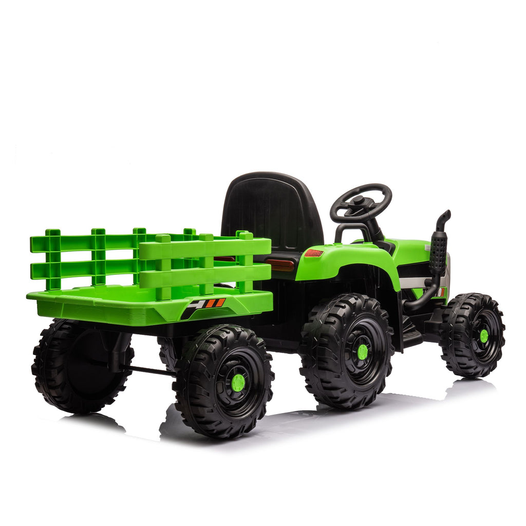 Yeah Depot - Ride on Tractor with Trailer,24V Battery Powered Electric Tractor Toy, 200w*2motor 1.86-4.97MPH/Remote Control,electric car for kids,Three speed adjustable,USB,MP3 ,Bluetooth,LED light, safety belt.