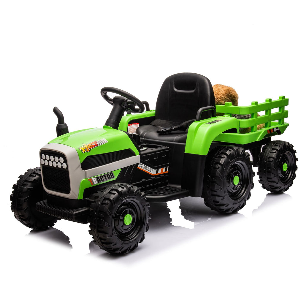 Yeah Depot - Ride on Tractor with Trailer,24V Battery Powered Electric Tractor Toy, 200w*2motor 1.86-4.97MPH/Remote Control,electric car for kids,Three speed adjustable,USB,MP3 ,Bluetooth,LED light, safety belt.