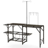 Yeah Depot - Outsunny Folding Camp Kitchen Table, Portable Camping Cooking Station with Adjustable Lantern Holder, Hanging Hooks and Carrying Bag for Outdoor Picnic Beach BBQ Traveling