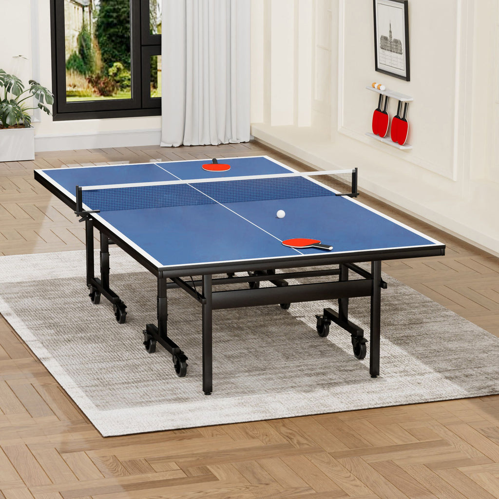 Yeah Depot - Table Tennis Table - 15mm Professional MDF Indoor Table Tennis Table with Table Tennis Net and Bats etc. Quick Assembly, Single Training Table, 108''L x 60''W x 30''H