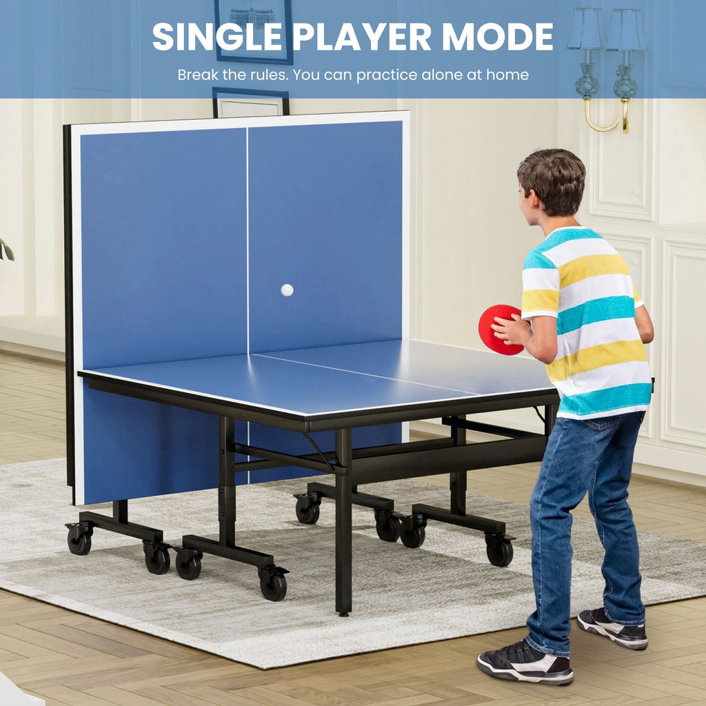 Yeah Depot - Table Tennis Table - 15mm Professional MDF Indoor Table Tennis Table with Table Tennis Net and Bats etc. Quick Assembly, Single Training Table, 108''L x 60''W x 30''H