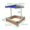 Yeah Depot - Children's Wooden Sandbox with Adjustable Canopy, Sand box with cover for Garden, Sand Pit for Kids Wood Playset Beach Patio Outdoor Backyard - Upgrade Retractable, Natural