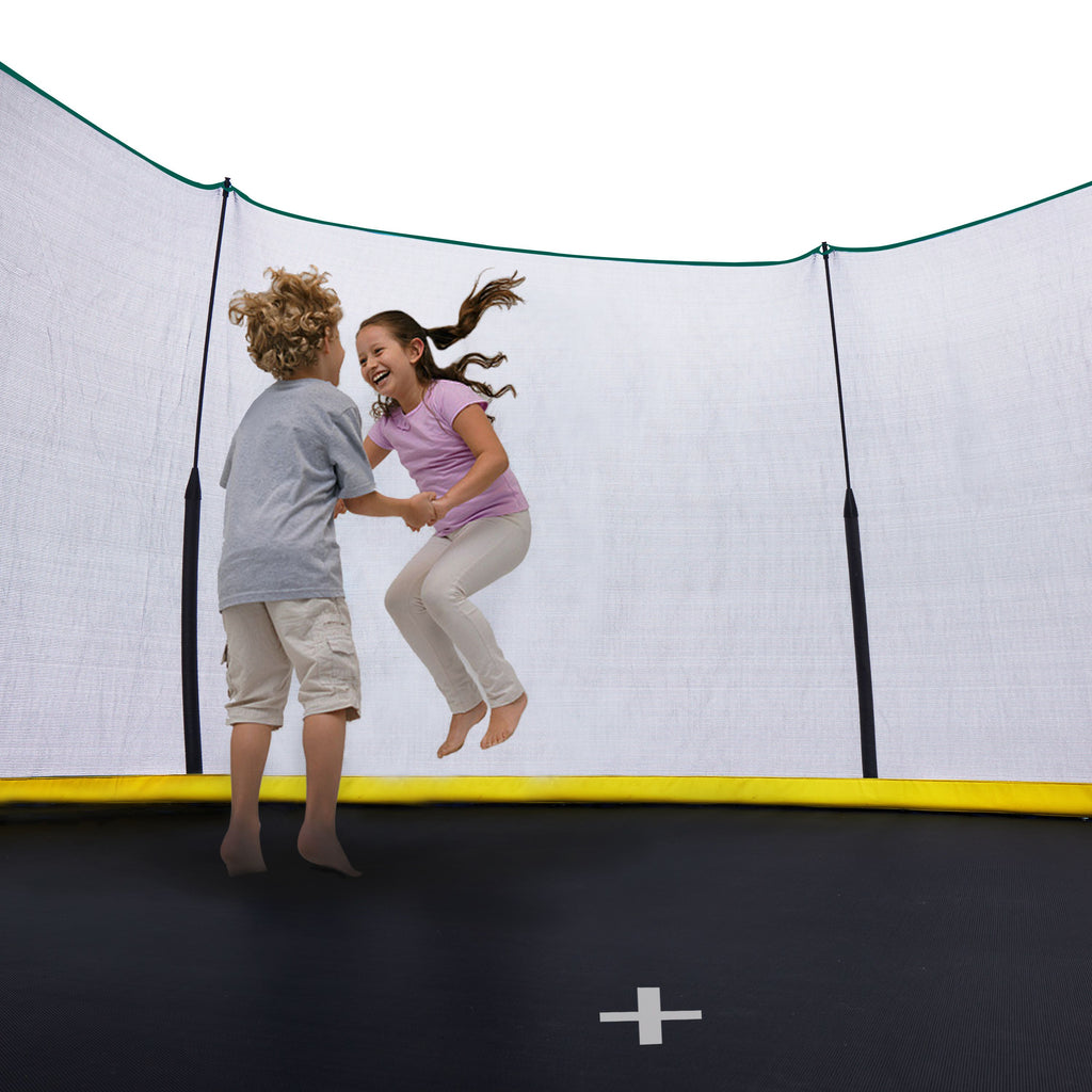 Yeah Depot - YC 14FT Recreational Trampolines with Enclosure for Kids and Adults with Patented Fiberglass Curved Poles Pumpkin -Green