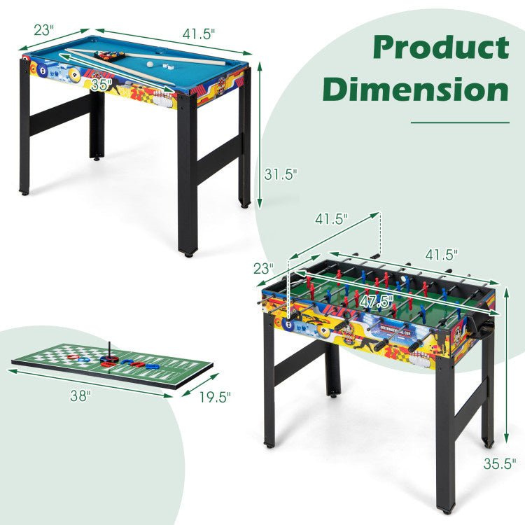 Hooya Imp.& Exp. - 12-in-1 Combo Game Table Set with Foosball Air Hockey Pool Chess and Ping Pong