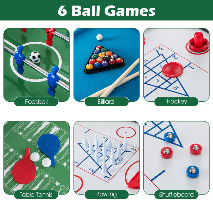 Hooya Imp.& Exp. - 12-in-1 Combo Game Table Set with Foosball Air Hockey Pool Chess and Ping Pong