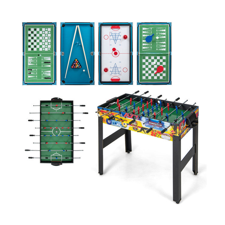 Hooya Imp.& Exp. - 12-in-1 Combo Game Table Set with Foosball Air Hockey Pool Chess and Ping Pong
