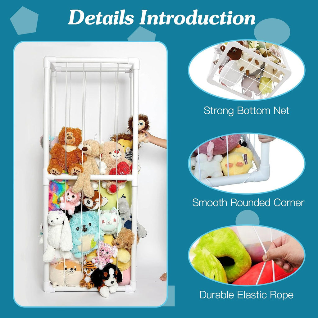 Linx Deals - Stuffed Animal Storage PVC Plush Organizer Shelf Plush Stuffed Animal Holder Standing Kids Toy Storage Cage