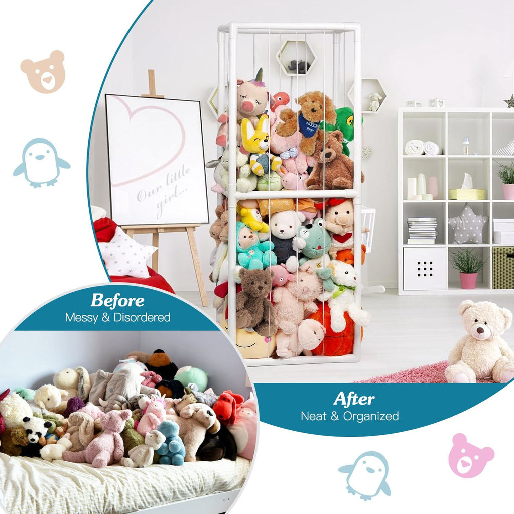Linx Deals - Stuffed Animal Storage PVC Plush Organizer Shelf Plush Stuffed Animal Holder Standing Kids Toy Storage Cage