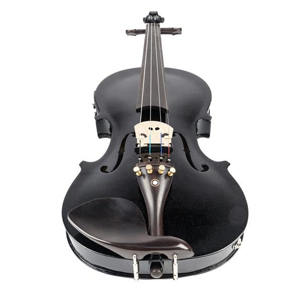 inQ Boutique - [Do Not Sell on Amazon]Glarry GV102 4/4 Solid Wood EQ Violin Case Bow Violin Strings Shoulder Rest Electronic Tuner Connecting Wire Cloth Black
