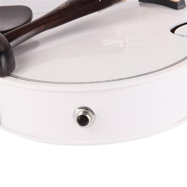 inQ Boutique - [Do Not Sell on Amazon]Glarry GV102 4/4 Solid Wood EQ Violin Case Bow Violin Strings Shoulder Rest Electronic Tuner Connecting Wire Cloth White