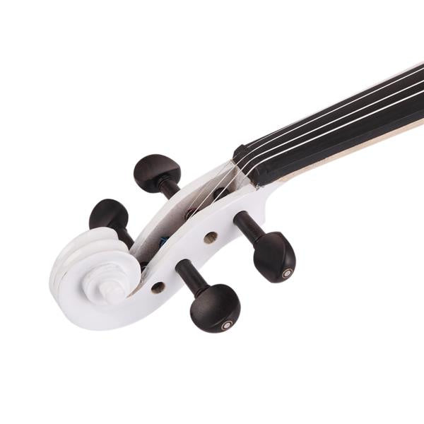 inQ Boutique - [Do Not Sell on Amazon]Glarry GV102 4/4 Solid Wood EQ Violin Case Bow Violin Strings Shoulder Rest Electronic Tuner Connecting Wire Cloth White