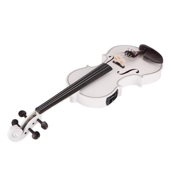inQ Boutique - [Do Not Sell on Amazon]Glarry GV102 4/4 Solid Wood EQ Violin Case Bow Violin Strings Shoulder Rest Electronic Tuner Connecting Wire Cloth White