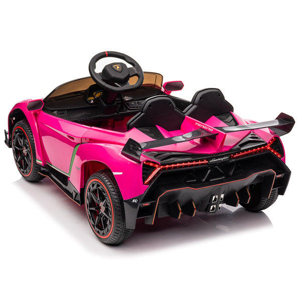inQ Boutique - LEADZM Lamborghini Poison Small Dual Drive 12V 4.5AH with 2.4G Remote Control Sports Car Pink