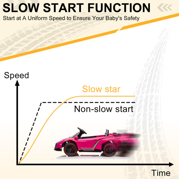 inQ Boutique - LEADZM Lamborghini Poison Small Dual Drive 12V 4.5AH with 2.4G Remote Control Sports Car Pink