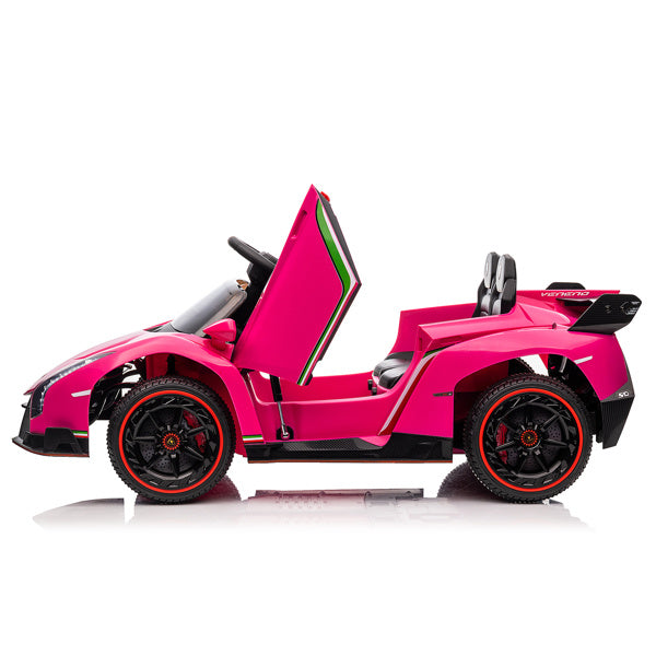 inQ Boutique - LEADZM Lamborghini Poison Small Dual Drive 12V 4.5AH with 2.4G Remote Control Sports Car Pink