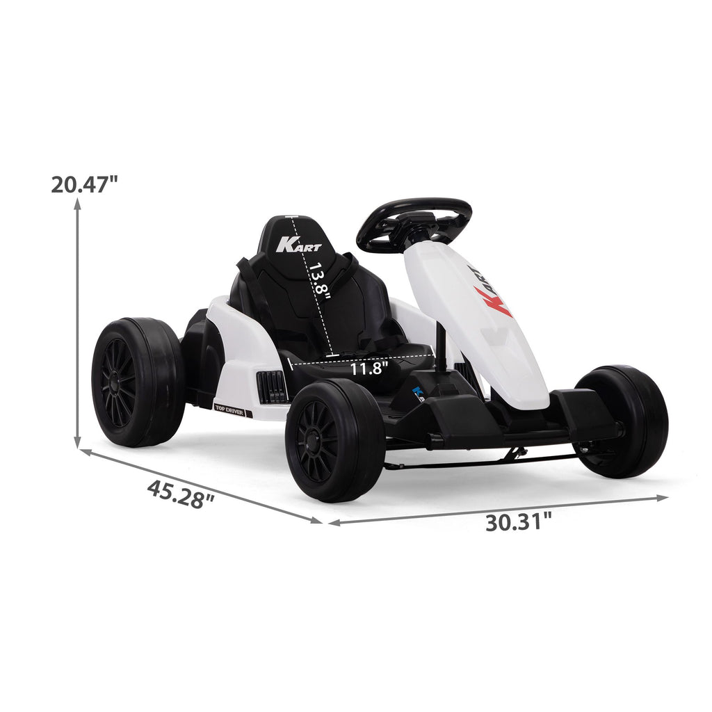 FX070 - Electric GoKart Pro, Kids Racing Car, Outdoor Ride On Toy with MP3 for Kids Aged 4-16, Black and White