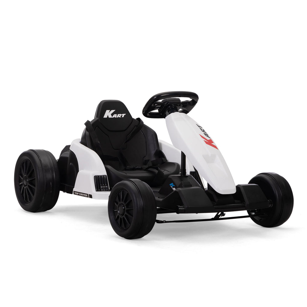 FX070 - Electric GoKart Pro, Kids Racing Car, Outdoor Ride On Toy with MP3 for Kids Aged 4-16, Black and White