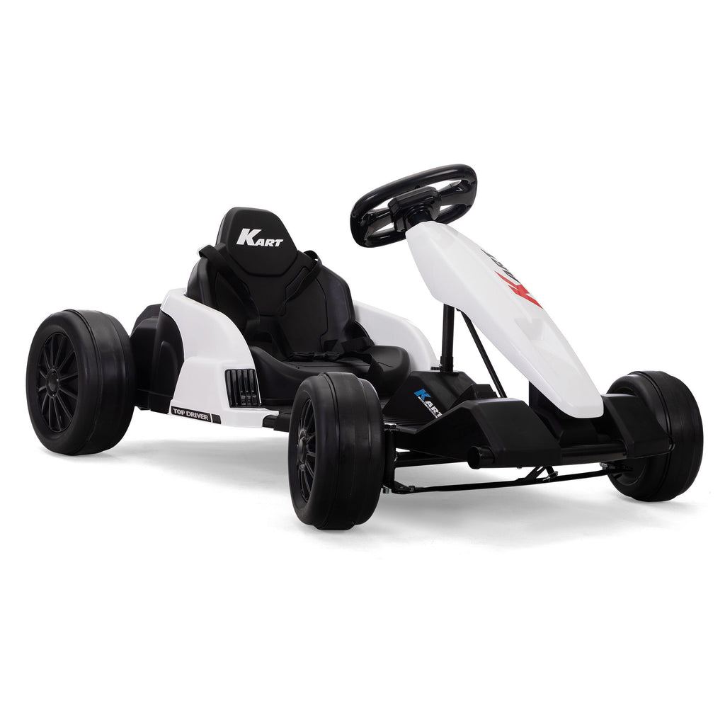 FX070 - Electric GoKart Pro, Kids Racing Car, Outdoor Ride On Toy with MP3 for Kids Aged 4-16, Black and White
