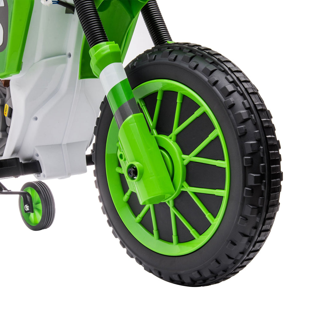 FX070 - 12V Kids Ride on Toy Motorcycle, Electric Motor Toy Bike with Training Wheels for Kids 3-6, Green