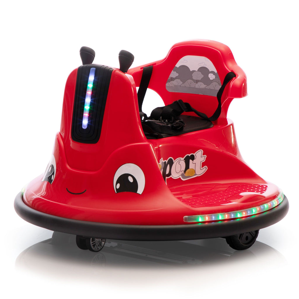 FX070 - 12V Snail-Shaped Kids Electric Bumper Car with Remote Control, Ride On Car with LED Lights, Music, 360 Degree Rotate, Toddler Race Toys, 3-8 Years Old