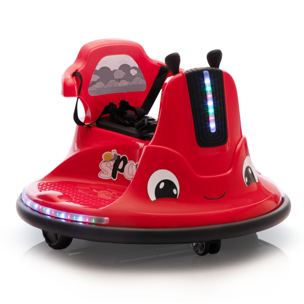 FX070 - 12V Snail-Shaped Kids Electric Bumper Car with Remote Control, Ride On Car with LED Lights, Music, 360 Degree Rotate, Toddler Race Toys, 3-8 Years Old