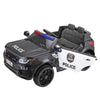 FX070 - 12V Kid Ride on Police Car with Parental Remote Control, Battery Powered Electric Truck with Siren, Flashing Lights,Music, Spring Suspension, Black