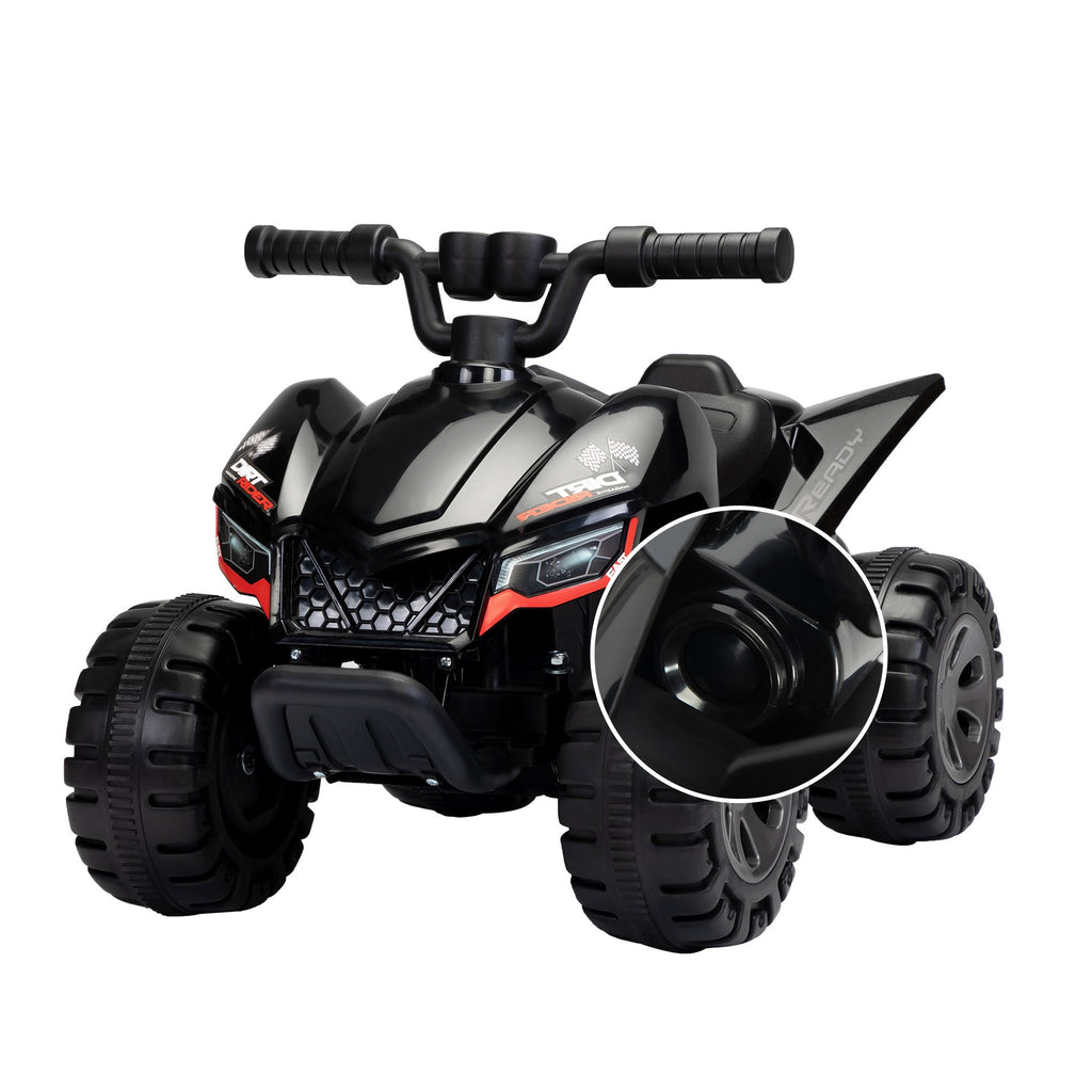 FX070 - Kids Ride-on ATV, 6V Battery Powered Electric Quad Car with Music, LED Lights and Spray Device, 4 Wheeled Ride-on Toy for Toddlers Age 3-5, Black