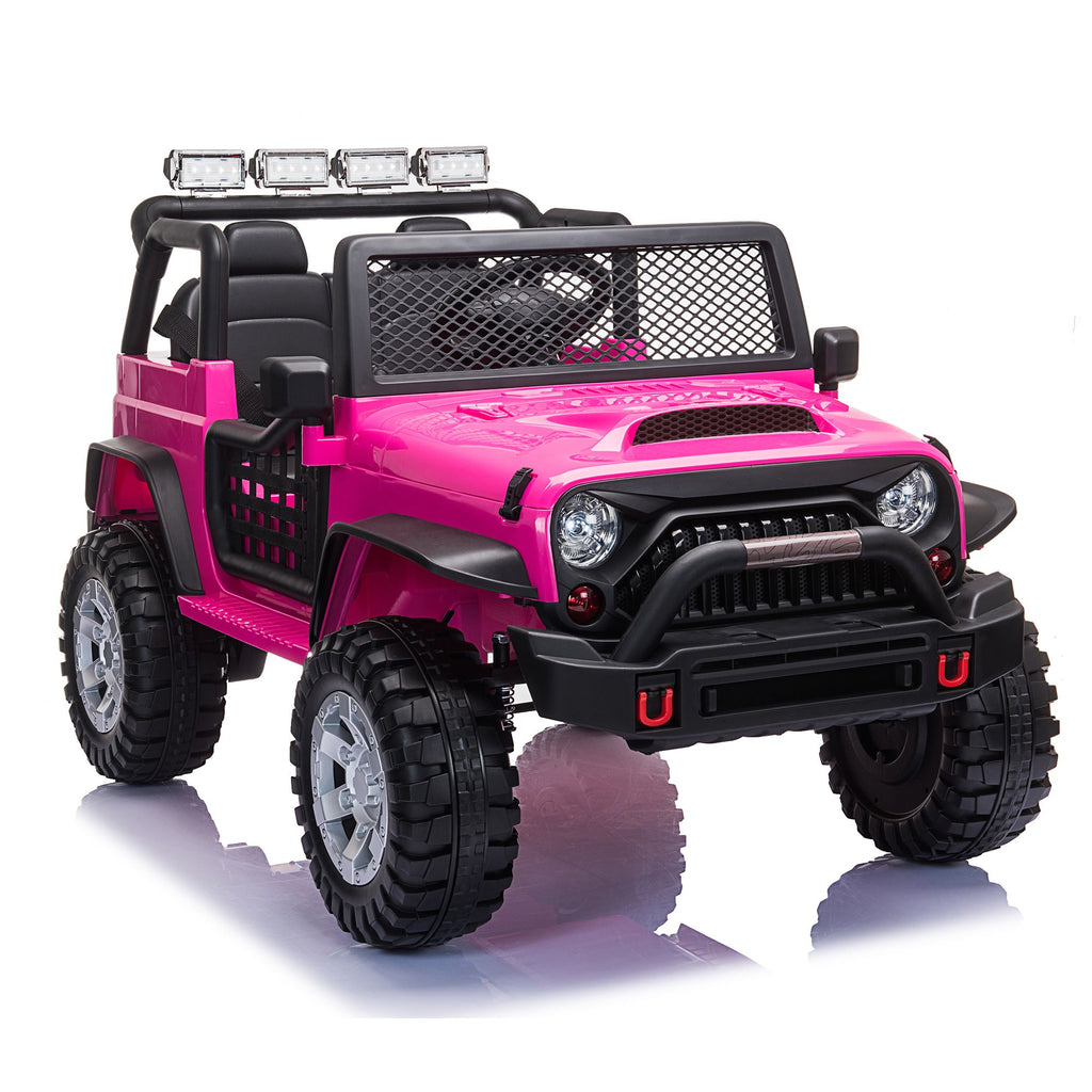FX070 - 12V kids Ride On Jeep with Remote Control, Electric Car for Kids 3-8 Years, 3 Speeds, LED Lights, MP3 Player - Rose Red