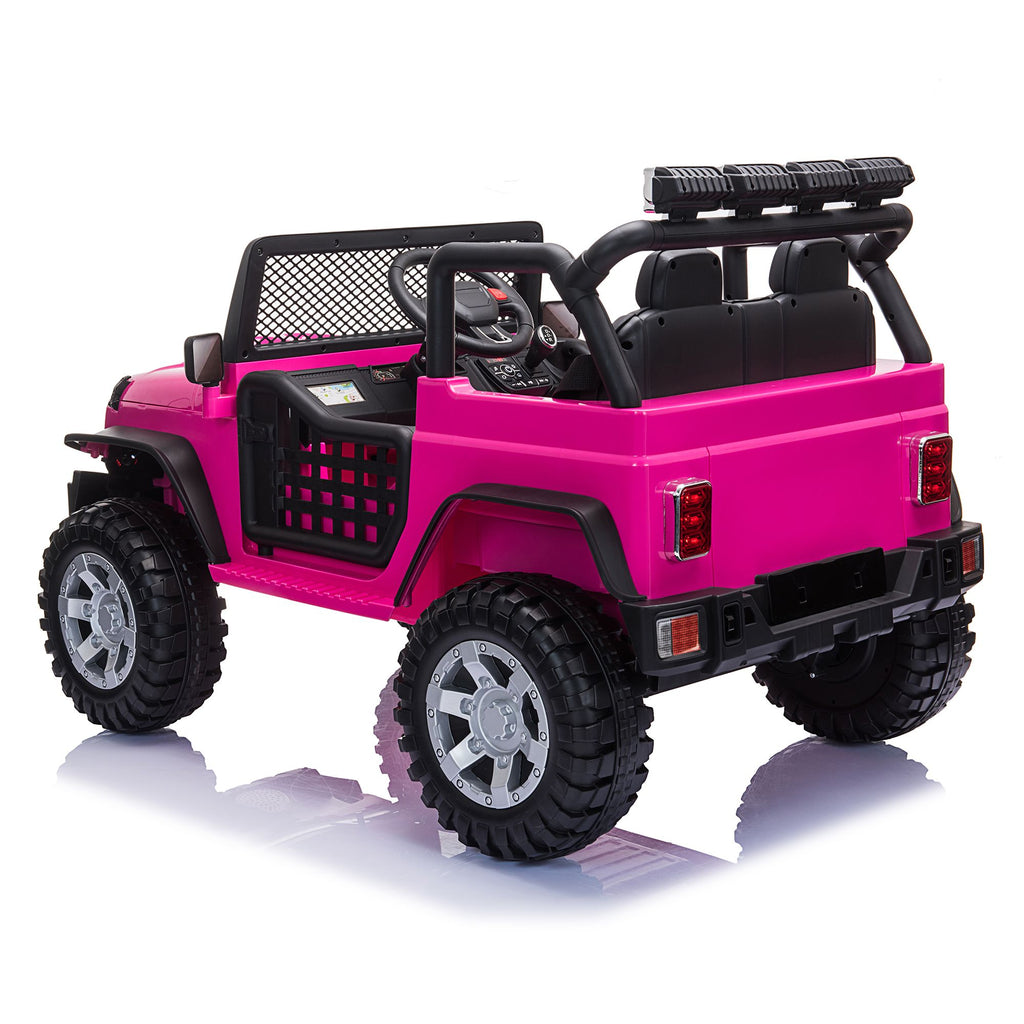 FX070 - 12V kids Ride On Jeep with Remote Control, Electric Car for Kids 3-8 Years, 3 Speeds, LED Lights, MP3 Player - Rose Red