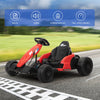 FX070 - 24V Electric Kids Go Kart, Battery Powered Outdoor Ride On Toy w/ 5 mph Max Speed, Music, Horn, Power Display, Protectors, Red and Black