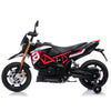 FX070 - 12V Aprilia Licensed Kids Ride On Motorcycle, 4-wheel Electric Dirt Bike with Spring Suspension, LED Lights, USB, MP3, Red