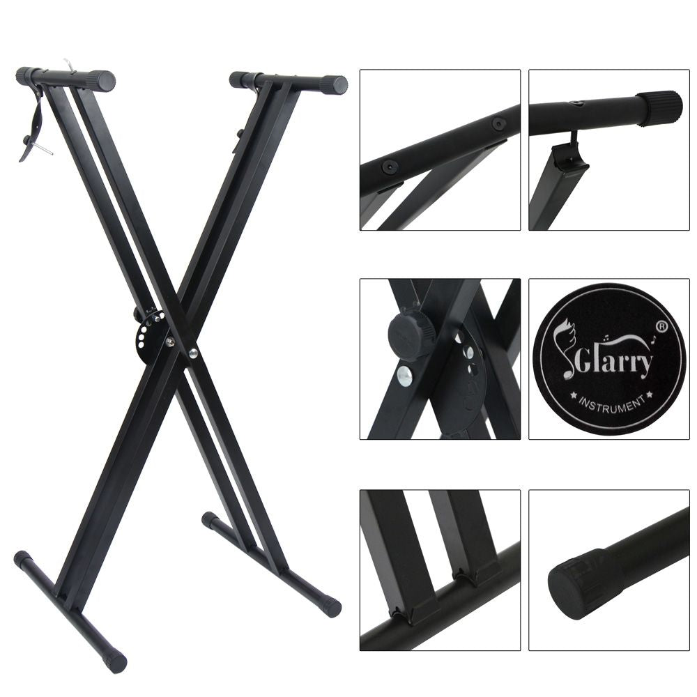 inQ Boutique - Keyboard Electric Piano Stand Standard Rack Dual-tube X-Shape Adjustable Folding