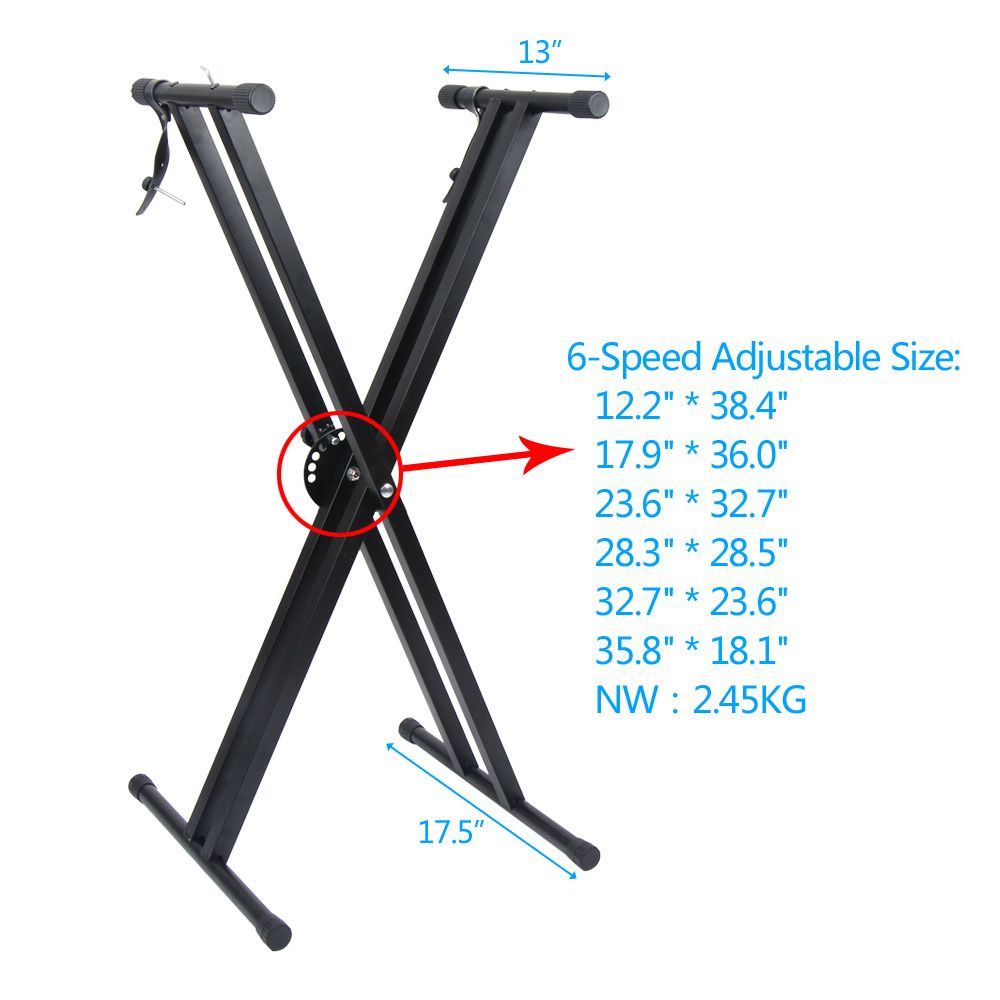 inQ Boutique - Keyboard Electric Piano Stand Standard Rack Dual-tube X-Shape Adjustable Folding