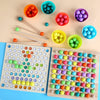 Hometeczone - 4 in 1 Wooden Board Bead Game- Montessori Rainbow Puzzle Sorting Stacking Toy- Kids Learning Math- Gift Girls- Boys for 3 Years Old and Up 3+