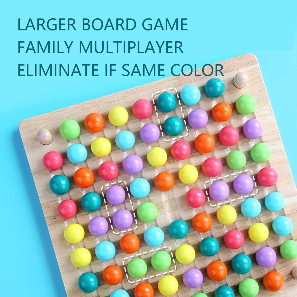 Hometeczone - 4 in 1 Wooden Board Bead Game- Montessori Rainbow Puzzle Sorting Stacking Toy- Kids Learning Math- Gift Girls- Boys for 3 Years Old and Up 3+