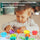 Hometeczone - 4 in 1 Wooden Board Bead Game- Montessori Rainbow Puzzle Sorting Stacking Toy- Kids Learning Math- Gift Girls- Boys for 3 Years Old and Up 3+