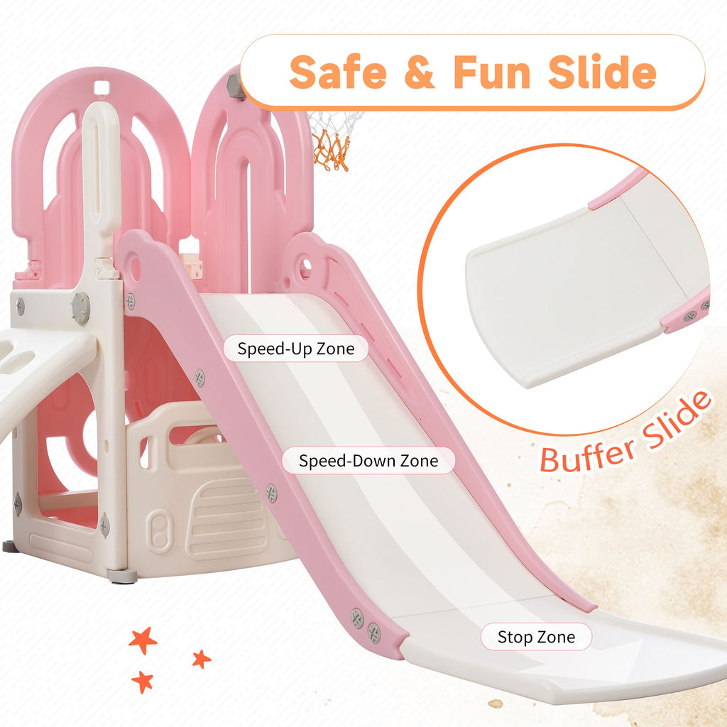 Orien Home - Toddler Climber and Slide Set 4 in 1, Kids Playground Climber Freestanding Slide Playset with Basketball Hoop Play Combination for Babies Indoor & Outdoor